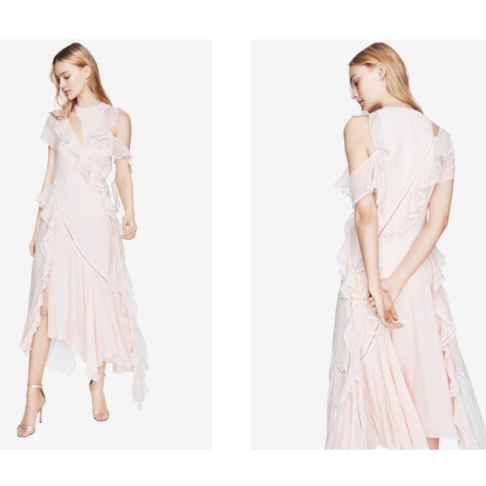 JONATHAN SIMKHAI SILK LACE RUFFLE DRESS GOWN BRIDE